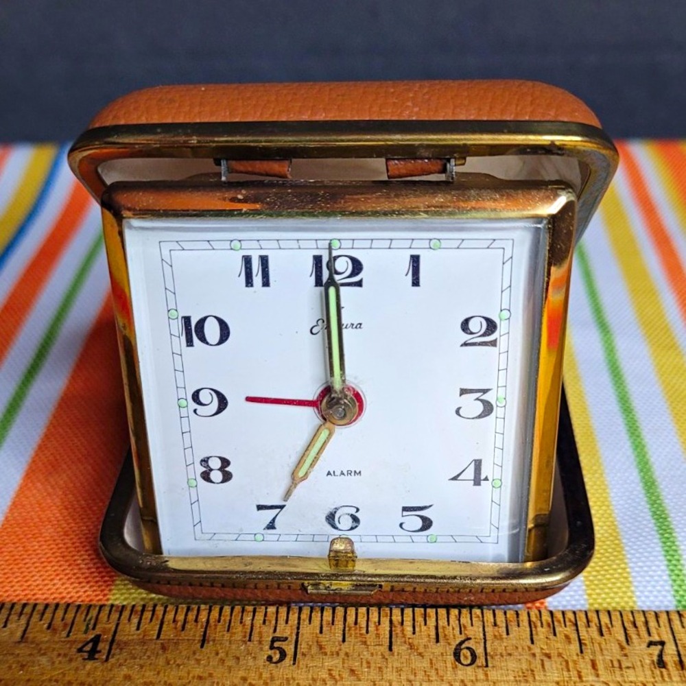 Vintage Endura Folding Travel Alarm Clock Works Great
